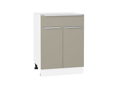 Кухонный  Шкаф нижний с 2-мя дверцами и ящиком Фьюжн Белый, Silky Grey, 600, каркас ЛДСП  Белый, фасад МДФ  Silky Grey,  816*600*480 sppr5VVTtoAR52200 - фото 3810928
