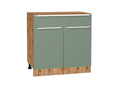 Кухонный  Шкаф нижний с 2-мя дверцами и ящиком Фьюжн Дуб Вотан, Silky Mint, 800, каркас ЛДСП  Дуб Вотан, фасад МДФ  Silky Mint,  816*800*480 sppr5VVTtoAR61000 - фото 3810951