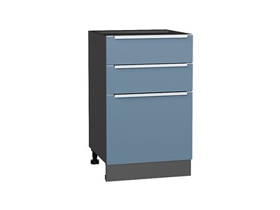 Кухонный  Шкаф нижний с 3-мя ящиками Фьюжн Graphite, Silky Blue, 500, каркас ЛДСП  Graphite, фасад МДФ  Silky Blue,  816*500*480 sppr5VVTtoAR52260 - фото 3810976