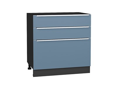 Кухонный  Шкаф нижний с 3-мя ящиками Фьюжн Graphite, Silky Blue, 800, каркас ЛДСП  Graphite, фасад МДФ  Silky Blue,  816*800*480 sppr5VVTtoAR52262 - фото 3810978