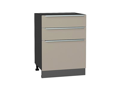 Кухонный  Шкаф нижний с 3-мя ящиками Фьюжн Graphite, Silky Grey, 600, каркас ЛДСП  Graphite, фасад МДФ  Silky Grey,  816*600*480 sppr5VVTtoAR52245 - фото 3810982