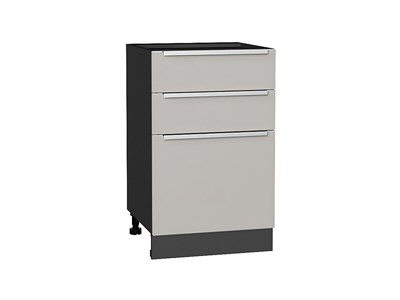 Кухонный  Шкаф нижний с 3-мя ящиками Фьюжн Graphite, Silky Light Grey, 500, каркас ЛДСП  Graphite, фасад МДФ  Silky Light Grey,  816*500*480 sppr5VVTtoAR66701 - фото 3810986