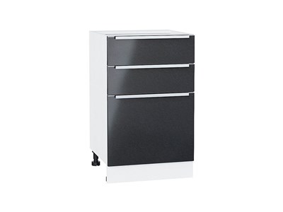 Кухонный  Шкаф нижний с 3-мя ящиками Фьюжн Белый, Anthracite, 500, каркас ЛДСП  Белый, фасад МДФ  Anthracite,  816*500*480 sppr5VVTtoAR39750 - фото 3811006