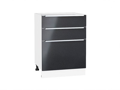 Кухонный  Шкаф нижний с 3-мя ящиками Фьюжн Белый, Anthracite, 600, каркас ЛДСП  Белый, фасад МДФ  Anthracite,  816*600*480 sppr5VVTtoAR36897 - фото 3811007