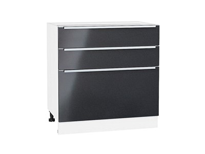 Кухонный  Шкаф нижний с 3-мя ящиками Фьюжн Белый, Anthracite, 800, каркас ЛДСП  Белый, фасад МДФ  Anthracite,  816*800*480 sppr5VVTtoAR36906 - фото 3811008