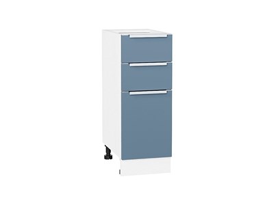 Кухонный  Шкаф нижний с 3-мя ящиками Фьюжн Белый, Silky Blue, 300, каркас ЛДСП  Белый, фасад МДФ  Silky Blue,  816*300*480 sppr5VVTtoAR52228 - фото 3811019