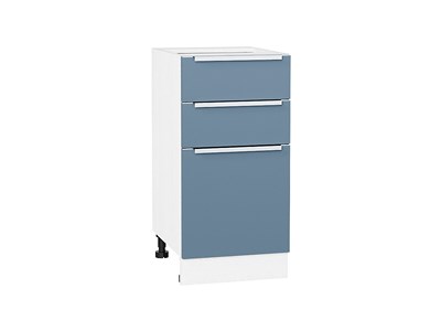 Кухонный  Шкаф нижний с 3-мя ящиками Фьюжн Белый, Silky Blue, 400, каркас ЛДСП  Белый, фасад МДФ  Silky Blue,  816*400*480 sppr5VVTtoAR52255 - фото 3811020