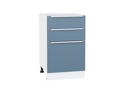 Кухонный  Шкаф нижний с 3-мя ящиками Фьюжн Белый, Silky Blue, 500, каркас ЛДСП  Белый, фасад МДФ  Silky Blue,  816*500*480 sppr5VVTtoAR52256 - фото 3811021