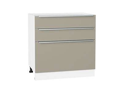 Кухонный  Шкаф нижний с 3-мя ящиками Фьюжн Белый, Silky Grey, 800, каркас ЛДСП  Белый, фасад МДФ  Silky Grey,  816*800*480 sppr5VVTtoAR52241 - фото 3811028