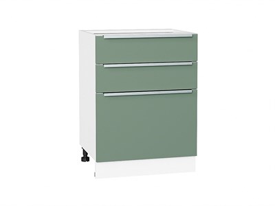 Кухонный  Шкаф нижний с 3-мя ящиками Фьюжн Белый, Silky Mint, 600, каркас ЛДСП  Белый, фасад МДФ  Silky Mint,  816*600*480 sppr5VVTtoAR52249 - фото 3811037