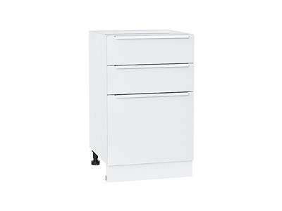 Кухонный  Шкаф нижний с 3-мя ящиками Фьюжн Белый, Silky White, 500, каркас ЛДСП  Белый, фасад МДФ  Silky White,  816*500*480 sppr5VVTtoAR52231 - фото 3811041