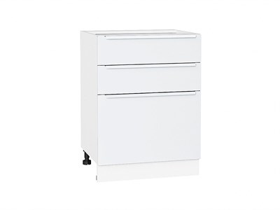 Кухонный  Шкаф нижний с 3-мя ящиками Фьюжн Белый, Silky White, 600, каркас ЛДСП  Белый, фасад МДФ  Silky White,  816*600*480 sppr5VVTtoAR52232 - фото 3811042