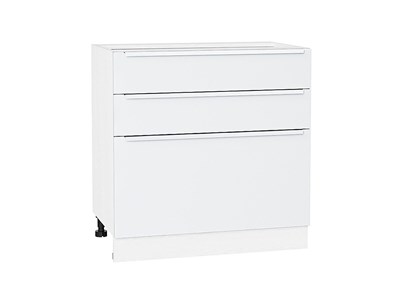 Кухонный  Шкаф нижний с 3-мя ящиками Фьюжн Белый, Silky White, 800, каркас ЛДСП  Белый, фасад МДФ  Silky White,  816*800*480 sppr5VVTtoAR52233 - фото 3811043