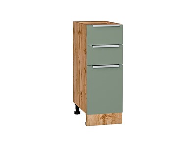Кухонный  Шкаф нижний с 3-мя ящиками Фьюжн Дуб Вотан, Silky Mint, 300, каркас ЛДСП  Дуб Вотан, фасад МДФ  Silky Mint,  816*300*480 sppr5VVTtoAR61024 - фото 3811079