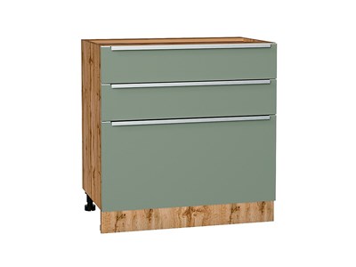 Кухонный  Шкаф нижний с 3-мя ящиками Фьюжн Дуб Вотан, Silky Mint, 800, каркас ЛДСП  Дуб Вотан, фасад МДФ  Silky Mint,  816*800*480 sppr5VVTtoAR61043 - фото 3811083