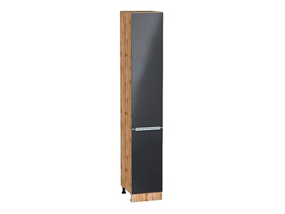 Кухонный  Шкаф пенал с 2-мя дверцами Фьюжн Дуб Вотан, Anthracite, 2340, 400, каркас ЛДСП  Дуб Вотан, фасад МДФ  Anthracite,  2336*400*576 sppr5VVTtoAR60720 - фото 3811329
