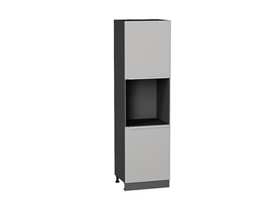 Кухонный  Шкаф пенал с 2-мя дверцами под технику Фьюжн Graphite, Silky Light Grey, 2140, каркас ЛДСП  Graphite, фасад МДФ  Silky Light Grey,  2132*600*576 sppr5VVTtoAR66720 - фото 3811383