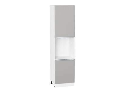 Кухонный  Шкаф пенал с 2-мя дверцами под технику Фьюжн Белый, Silky Light Grey, 2340, каркас ЛДСП  Белый, фасад МДФ  Silky Light Grey,  2336*600*576 sppr5VVTtoAR66717 - фото 3811421