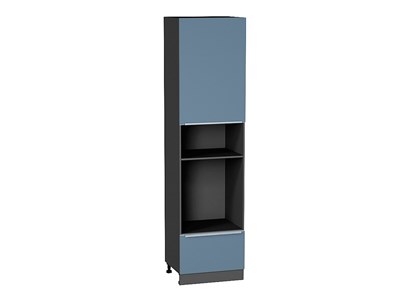 Кухонный  Шкаф пенал с 1-ой дверцей и ящиком под технику Фьюжн Graphite, Silky Blue, 2340, каркас ЛДСП  Graphite, фасад МДФ  Silky Blue,  2336*600*576 sppr5VVTtoAR52302 - фото 3811485