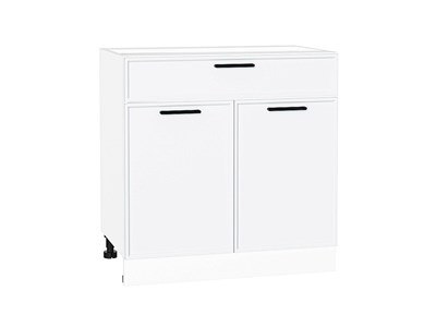 Кухонный  Шкаф нижний с 2-мя дверцами и ящиком Фрейм Белый, White Silk, 800, каркас ЛДСП  Белый, фасад МДФ  White Silk,  816*800*484 sppr5VVTtoAR66959 - фото 3812932