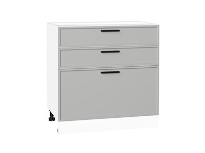 Кухонный  Шкаф нижний с 3-мя ящиками Фрейм Белый, Grey Silk, 800, каркас ЛДСП  Белый, фасад МДФ  Grey Silk,  816*800*484 sppr5VVTtoAR69161 - фото 3812970