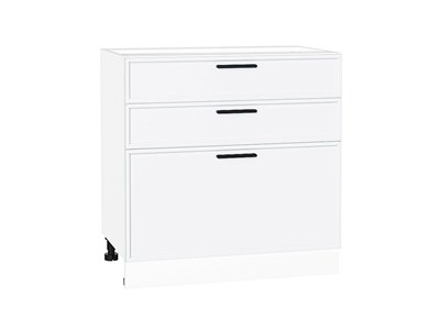 Кухонный  Шкаф нижний с 3-мя ящиками Фрейм Белый, White Silk, 800, каркас ЛДСП  Белый, фасад МДФ  White Silk,  816*800*484 sppr5VVTtoAR66974 - фото 3812980