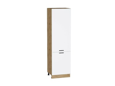 Кухонный  Шкаф пенал с 2-мя дверцами Фрейм Дуб Вотан, White Silk, 2140, 600, каркас ЛДСП  Дуб Вотан, фасад МДФ  White Silk,  2132*600*580 sppr5VVTtoAR67002 - фото 3813118