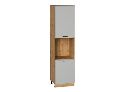 Кухонный  Шкаф пенал с 2-мя дверцами под технику Фрейм Дуб Вотан, Grey Silk, 2340, каркас ЛДСП  Дуб Вотан, фасад МДФ  Grey Silk,  2336*600*580 sppr5VVTtoAR69202 - фото 3813159