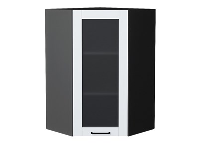 Кухонный  Шкаф верхний угловой остекленный Флэт Плюс Graphite, 920, каркас ЛДСП  Graphite, фасад ЛДСП/Стекло  White In 2S,  920*600*600 sppr5VVTtoAR56298 - фото 3814136