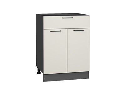 Кухонный  Шкаф нижний с 2-мя дверцами и ящиком Флэт Graphite, Cashmere In 2S, 600, каркас ЛДСП  Graphite, фасад ЛДСП  Cashmere In 2S,  816*600*478 sppr5VVTtoAR55820 - фото 3814351
