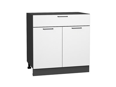 Кухонный  Шкаф нижний с 2-мя дверцами и ящиком Флэт Graphite, White In 2S, 800, каркас ЛДСП  Graphite, фасад ЛДСП  White In 2S,  816*800*478 sppr5VVTtoAR56591 - фото 3814358