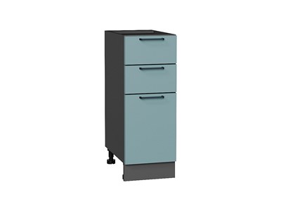 Кухонный  Шкаф нижний с 3-мя ящиками Флэт Graphite, Grey-green In 2S, 300, каркас ЛДСП  Graphite, фасад ЛДСП  Grey-green In 2S,  816*300*478 sppr5VVTtoAR56967 - фото 3814386