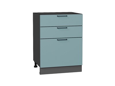Кухонный  Шкаф нижний с 3-мя ящиками Флэт Graphite, Grey-green In 2S, 600, каркас ЛДСП  Graphite, фасад ЛДСП  Grey-green In 2S,  816*600*478 sppr5VVTtoAR56970 - фото 3814389