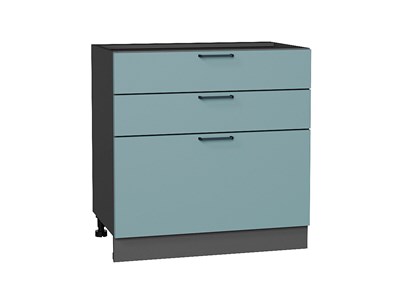 Кухонный  Шкаф нижний с 3-мя ящиками Флэт Graphite, Grey-green In 2S, 800, каркас ЛДСП  Graphite, фасад ЛДСП  Grey-green In 2S,  816*800*478 sppr5VVTtoAR56971 - фото 3814390