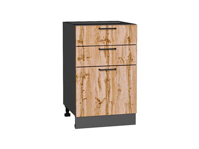 Кухонный  Шкаф нижний с 3-мя ящиками Флэт Graphite, Wotan Oak 2S, 500, каркас ЛДСП  Graphite, фасад ЛДСП  Wotan Oak 2S,  816*500*478 sppr5VVTtoAR52735 - фото 3814403