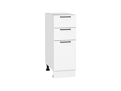 Кухонный  Шкаф нижний с 3-мя ящиками Флэт Белый, White In 2S, 300, каркас ЛДСП  Белый, фасад ЛДСП  White In 2S,  816*300*478 sppr5VVTtoAR55706 - фото 3814421