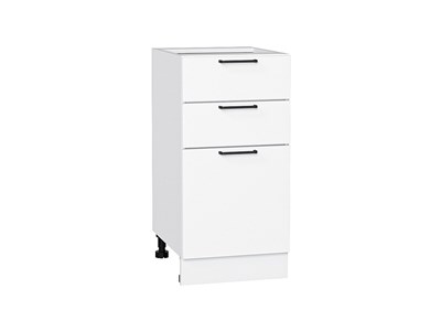 Кухонный  Шкаф нижний с 3-мя ящиками Флэт Белый, White In 2S, 400, каркас ЛДСП  Белый, фасад ЛДСП  White In 2S,  816*400*478 sppr5VVTtoAR55707 - фото 3814422