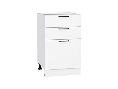 Кухонный  Шкаф нижний с 3-мя ящиками Флэт Белый, White In 2S, 500, каркас ЛДСП  Белый, фасад ЛДСП  White In 2S,  816*500*478 sppr5VVTtoAR55708 - фото 3814423