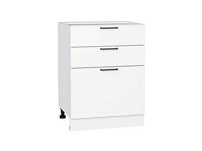 Кухонный  Шкаф нижний с 3-мя ящиками Флэт Белый, White In 2S, 600, каркас ЛДСП  Белый, фасад ЛДСП  White In 2S,  816*600*478 sppr5VVTtoAR55709 - фото 3814424