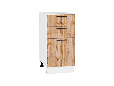 Кухонный  Шкаф нижний с 3-мя ящиками Флэт Белый, Wotan Oak 2S, 400, каркас ЛДСП  Белый, фасад ЛДСП  Wotan Oak 2S,  816*400*478 sppr5VVTtoAR52729 - фото 3814427