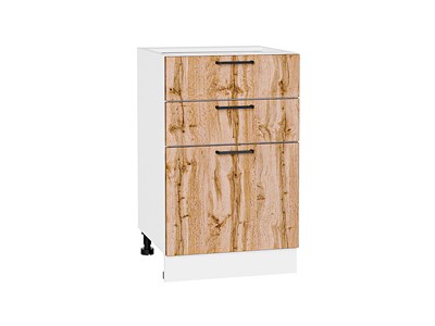 Кухонный  Шкаф нижний с 3-мя ящиками Флэт Белый, Wotan Oak 2S, 500, каркас ЛДСП  Белый, фасад ЛДСП  Wotan Oak 2S,  816*500*478 sppr5VVTtoAR52730 - фото 3814428
