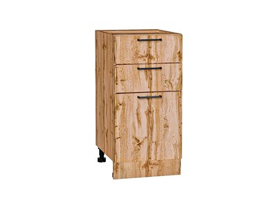 Кухонный  Шкаф нижний с 3-мя ящиками Флэт Дуб Вотан, Wotan Oak 2S, 400, каркас ЛДСП  Дуб Вотан, фасад ЛДСП  Wotan Oak 2S,  816*400*478 sppr5VVTtoAR62591 - фото 3814452