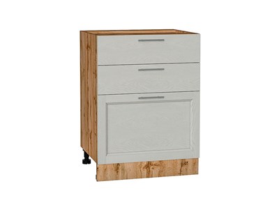 Кухонный  Шкаф нижний с 3-мя ящиками Сканди Дуб Вотан, Cappuccino Softwood, 600, каркас ЛДСП  Дуб Вотан, фасад МДФ  Cappuccino Softwood,  816*600*480 sppr5VVTtoAR63052 - фото 3816202