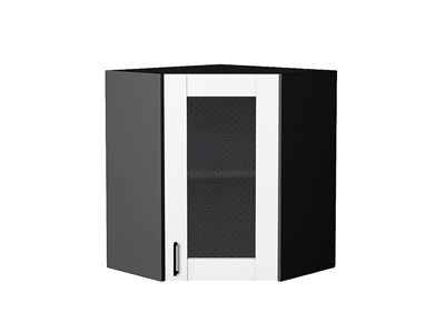 Кухонный  Шкаф верхний угловой остекленный Лофт Graphite, Super White, 720, каркас ЛДСП  Graphite, фасад МДФ/Стекло  Super White,  716*600*600 sppr5VVTtoAR55276 - фото 3818020