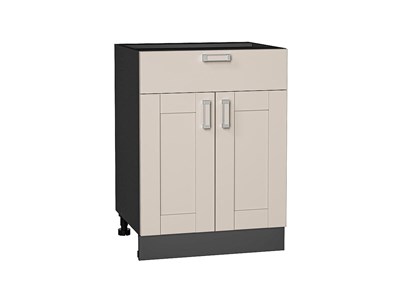 Кухонный  Шкаф нижний с 2-мя дверцами и ящиком Лофт Graphite, Cream Silk, 600, каркас ЛДСП  Graphite, фасад МДФ  Cream Silk,  816*600*480 sppr5VVTtoAR71578 - фото 3818104