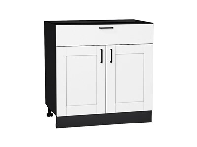 Кухонный  Шкаф нижний с 2-мя дверцами и ящиком Лофт Graphite, Super White, 800, каркас ЛДСП  Graphite, фасад МДФ  Super White,  816*800*480 sppr5VVTtoAR56583 - фото 3818111