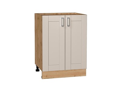 Кухонный  Шкаф нижний с 2-мя дверцами Лофт Дуб Вотан, Cream Silk, 600, каркас ЛДСП  Дуб Вотан, фасад МДФ  Cream Silk,  816*600*480 sppr5VVTtoAR71580 - фото 3818290
