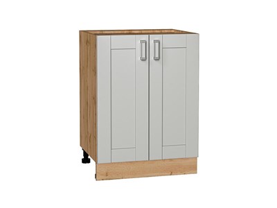 Кухонный  Шкаф нижний с 2-мя дверцами Лофт Дуб Вотан, Grey Silk, 600, каркас ЛДСП  Дуб Вотан, фасад МДФ  Grey Silk,  816*600*480 sppr5VVTtoAR69715 - фото 3818292