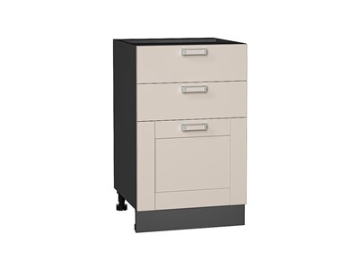 Кухонный  Шкаф нижний с 3-мя ящиками Лофт Graphite, Cream Silk, 500, каркас ЛДСП  Graphite, фасад МДФ  Cream Silk,  816*500*480 sppr5VVTtoAR71596 - фото 3818361