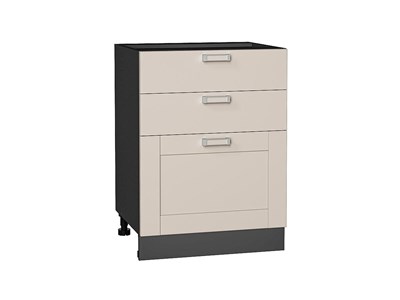 Кухонный  Шкаф нижний с 3-мя ящиками Лофт Graphite, Cream Silk, 600, каркас ЛДСП  Graphite, фасад МДФ  Cream Silk,  816*600*480 sppr5VVTtoAR71597 - фото 3818362